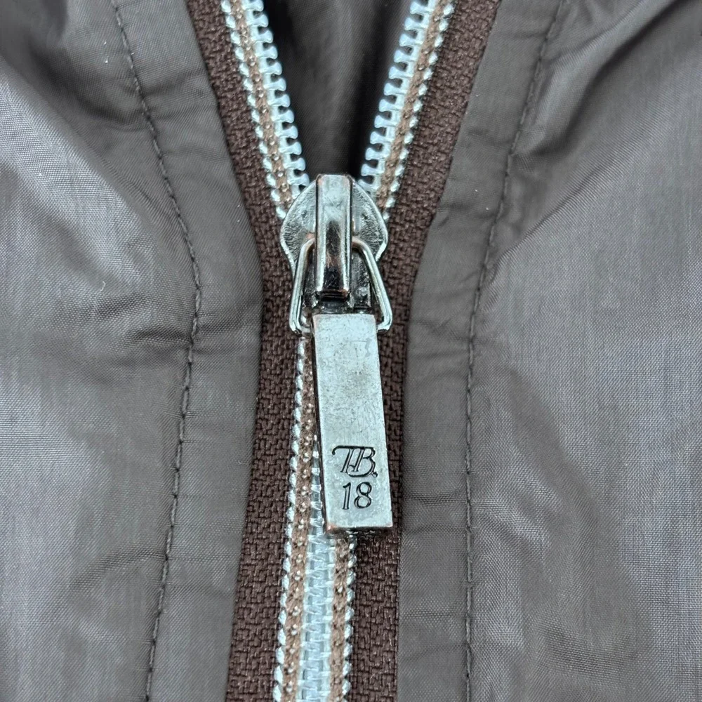 Tommy Bahama Golf Vest Womens XL Brown Nylon Full Zip Lightweight Mock Neck TB18